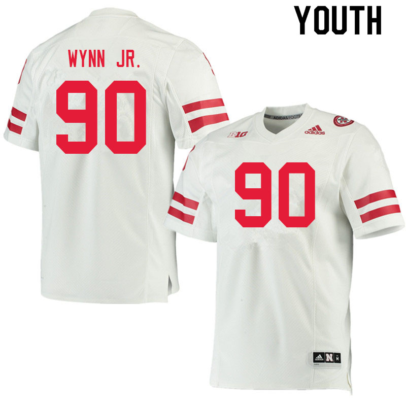 Youth #90 Stephon Wynn Jr. Nebraska Cornhuskers College Football Jerseys Sale-White - Click Image to Close